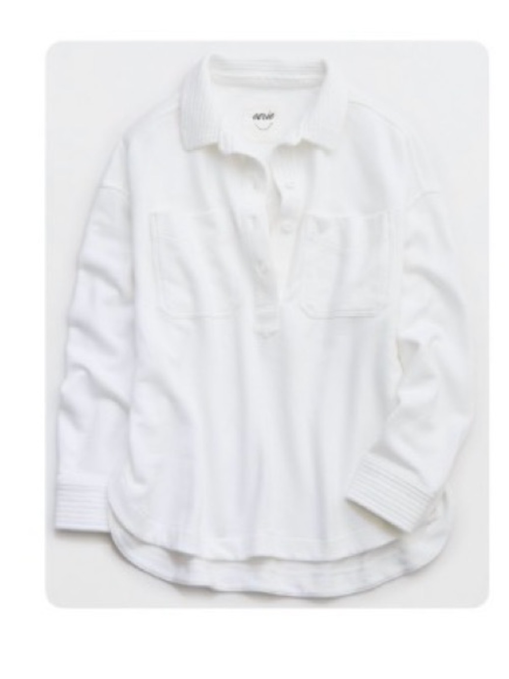 Aerie popover polo sweatshirt white size small BNWT